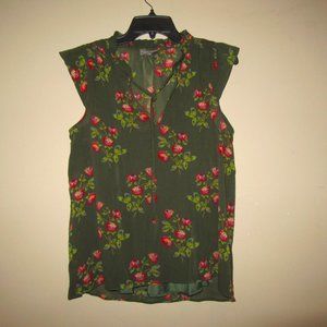 J Crew Point Sur Sleeveless Tie Neck Floral Top